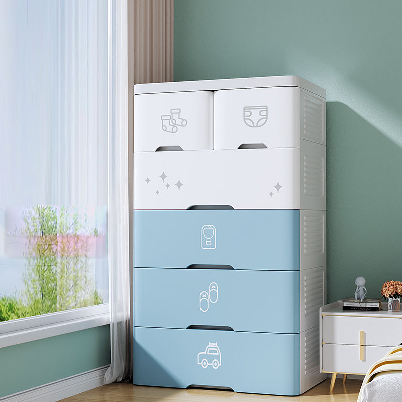Contemporary Style Non-Hanging Armoire Plastic Storage Cabinet with Drawers