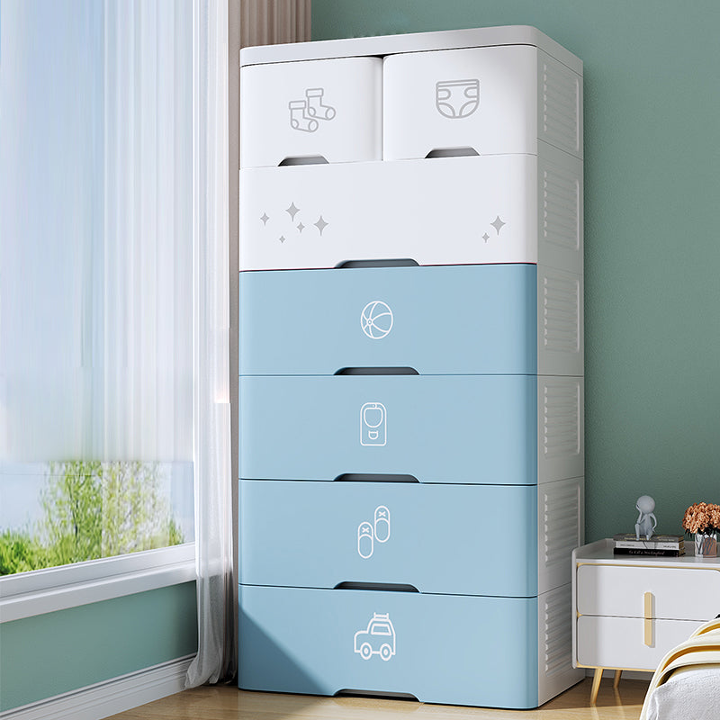 Contemporary Style Non-Hanging Armoire Plastic Storage Cabinet with Drawers