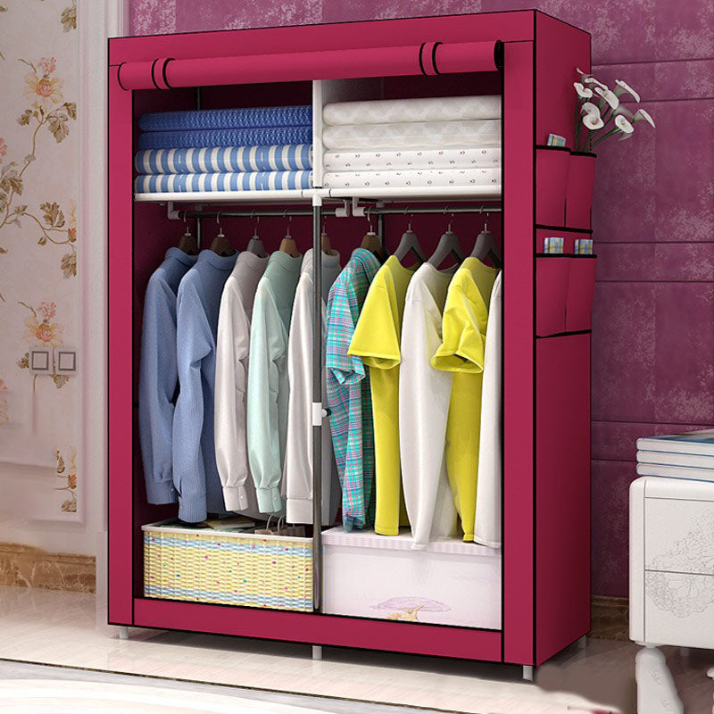 Metal Frame Wardrobe Armoire Contemporary Style Wardrobe Cabinet for Bedroom