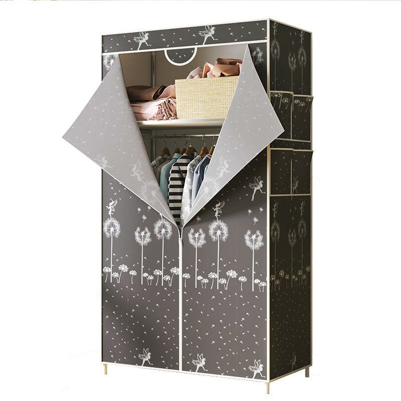 Metal Frame Wardrobe Armoire Contemporary Style Wardrobe Cabinet for Bedroom