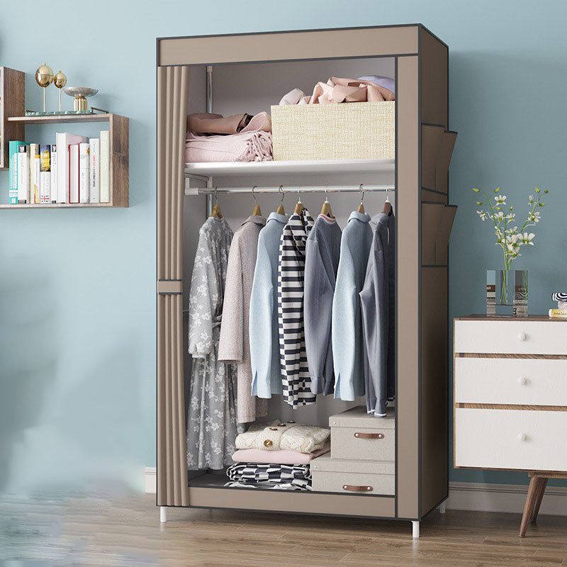 Metal Frame Wardrobe Armoire Contemporary Style Wardrobe Cabinet for Bedroom