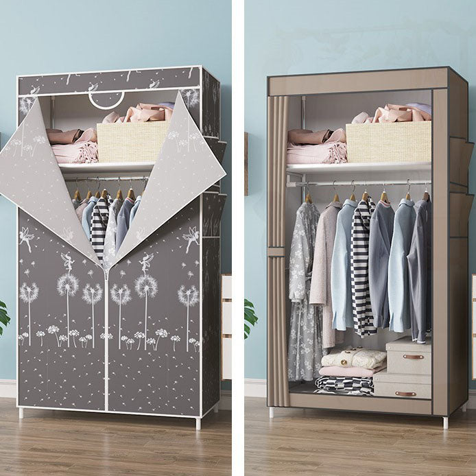 Metal Frame Wardrobe Armoire Contemporary Style Wardrobe Cabinet for Bedroom
