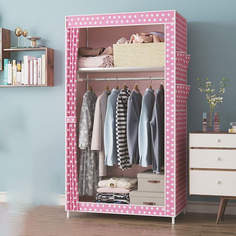 Metal Frame Wardrobe Armoire Contemporary Style Wardrobe Cabinet for Bedroom