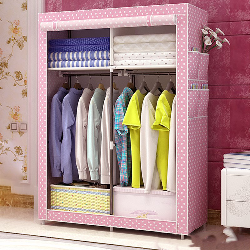 Metal Frame Wardrobe Armoire Contemporary Style Wardrobe Cabinet for Bedroom