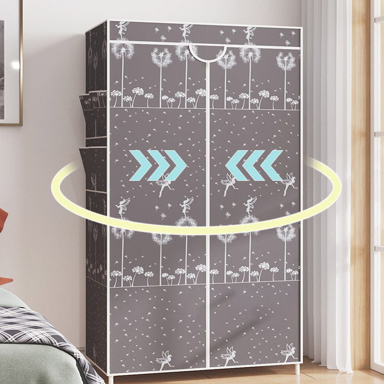 Metal Frame Wardrobe Armoire Contemporary Style Wardrobe Cabinet for Bedroom