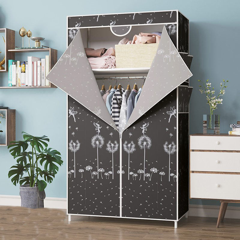 Metal Frame Wardrobe Armoire Contemporary Style Wardrobe Cabinet for Bedroom