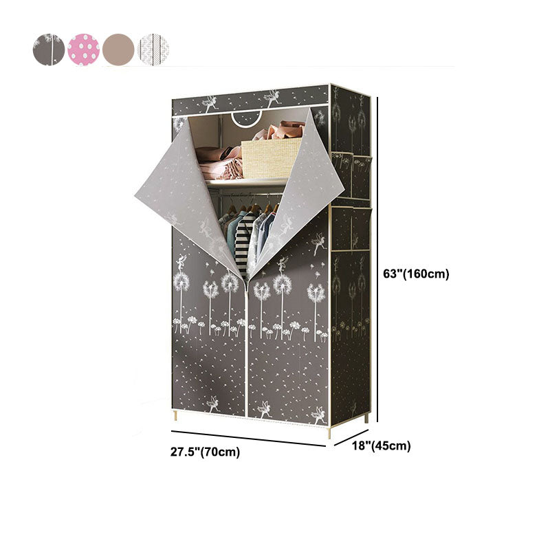 Metal Frame Wardrobe Armoire Contemporary Style Wardrobe Cabinet for Bedroom