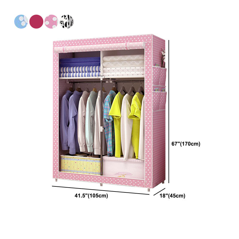 Metal Frame Wardrobe Armoire Contemporary Style Wardrobe Cabinet for Bedroom