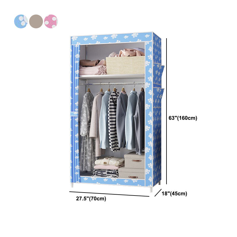 Metal Frame Wardrobe Armoire Contemporary Style Wardrobe Cabinet for Bedroom