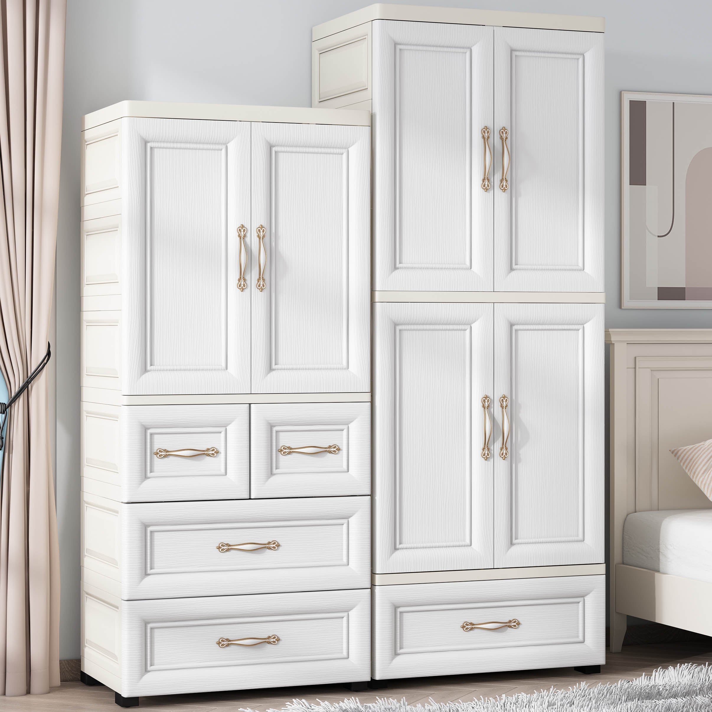 Plastic Storage Cabinet for Bedroom Modern Hinged Door Cabinet