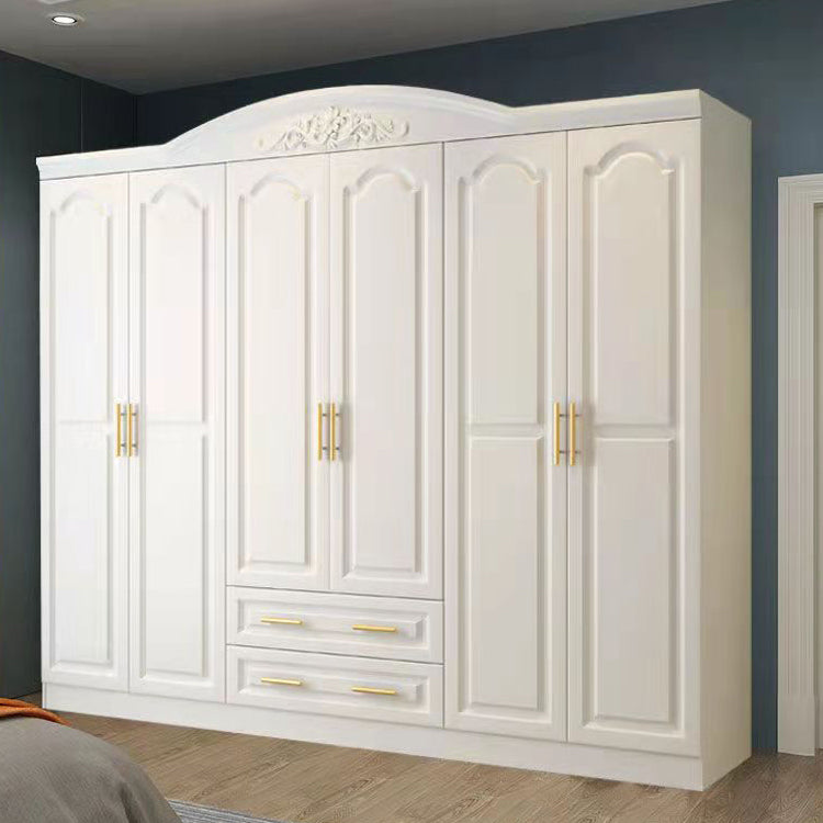 French Country Wardrobe Armoire Engineered Wood Wardrobe with Solid Wood Clothing Rod