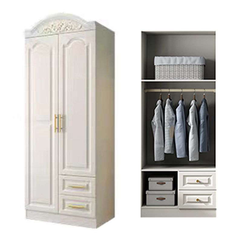French Country Wardrobe Armoire Engineered Wood Wardrobe with Solid Wood Clothing Rod