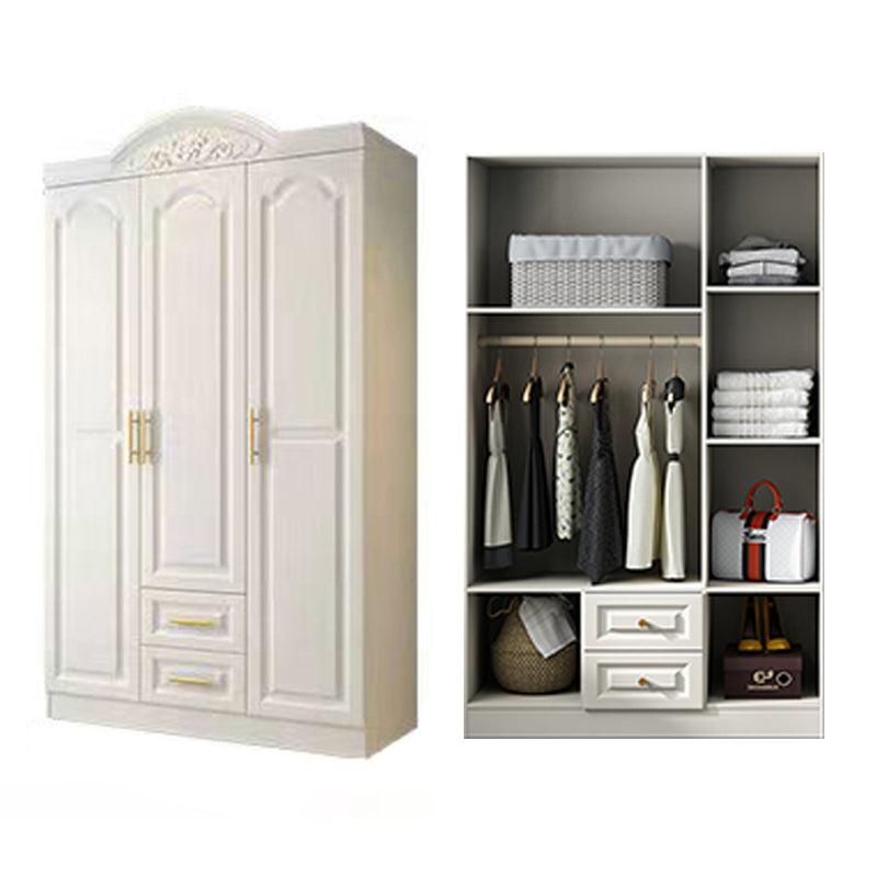 French Country Wardrobe Armoire Engineered Wood Wardrobe with Solid Wood Clothing Rod