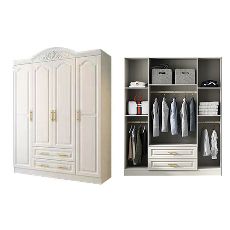 French Country Wardrobe Armoire Engineered Wood Wardrobe with Solid Wood Clothing Rod