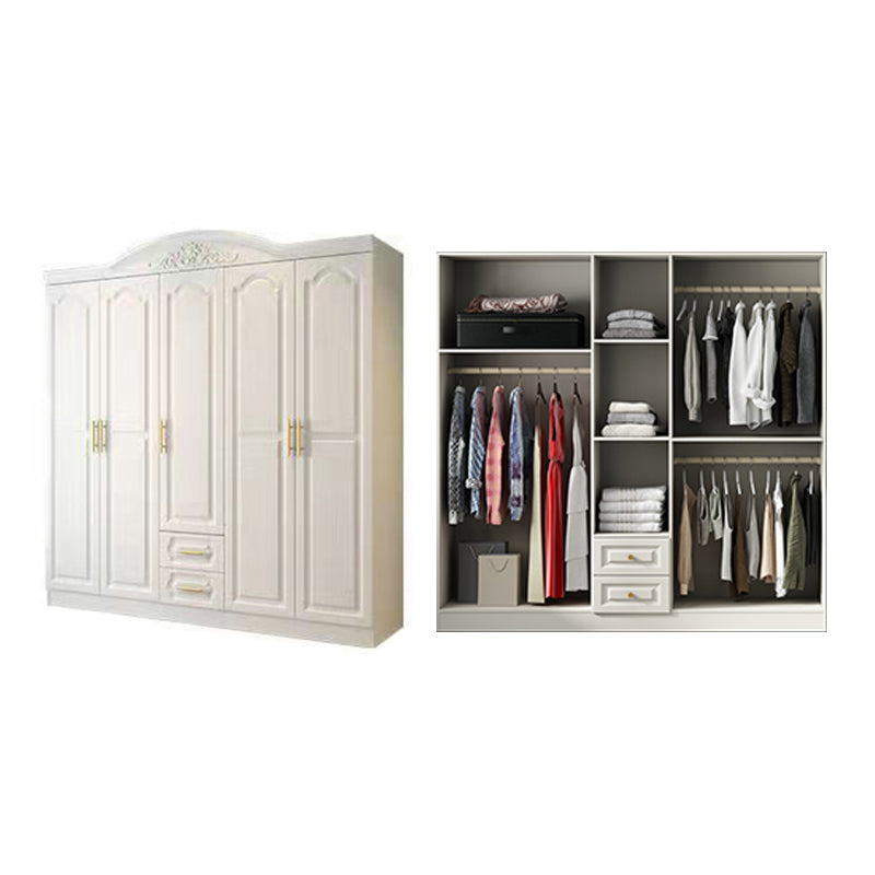 French Country Wardrobe Armoire Engineered Wood Wardrobe with Solid Wood Clothing Rod