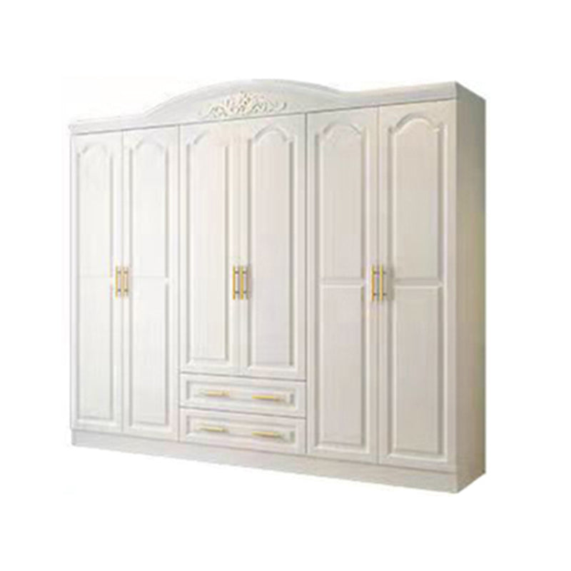 French Country Wardrobe Armoire Engineered Wood Wardrobe with Solid Wood Clothing Rod