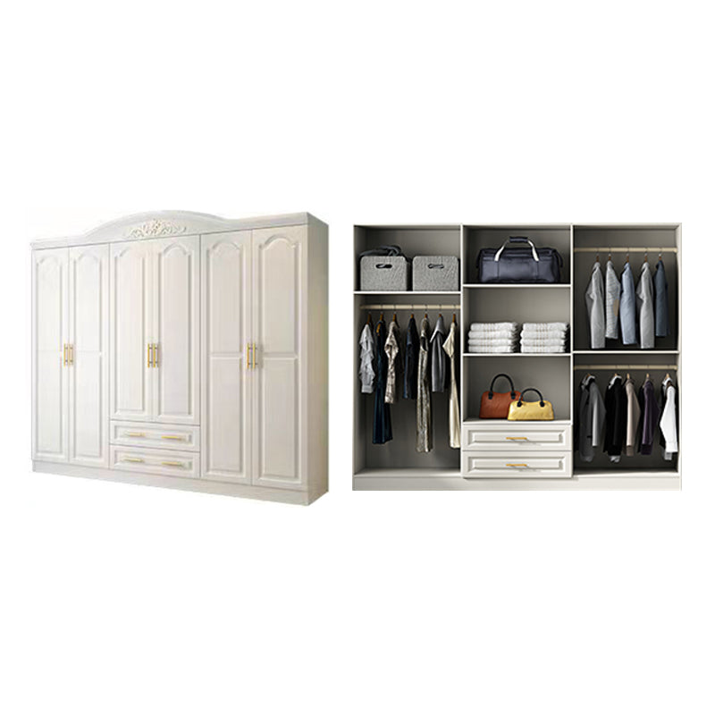 French Country Wardrobe Armoire Engineered Wood Wardrobe with Solid Wood Clothing Rod
