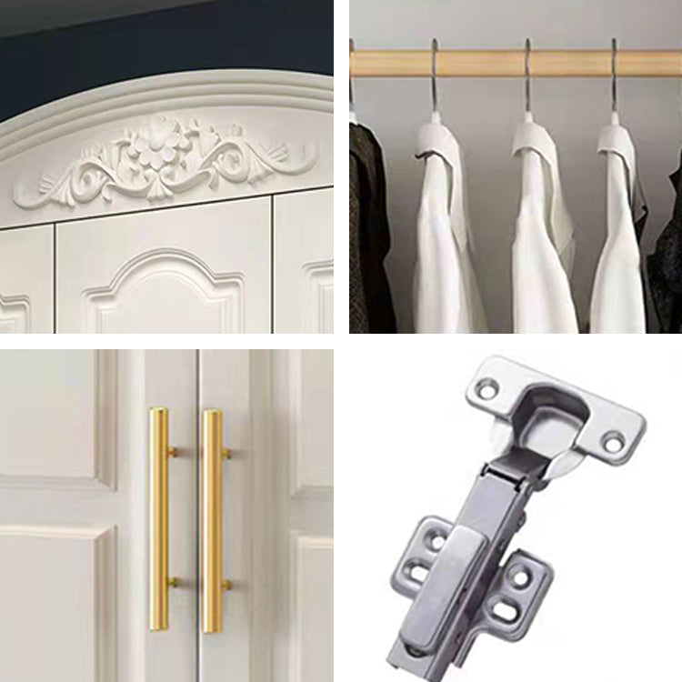 French Country Wardrobe Armoire Engineered Wood Wardrobe with Solid Wood Clothing Rod