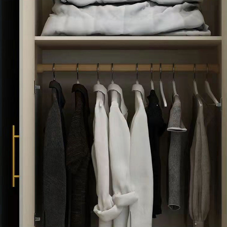 French Country Wardrobe Armoire Engineered Wood Wardrobe with Solid Wood Clothing Rod