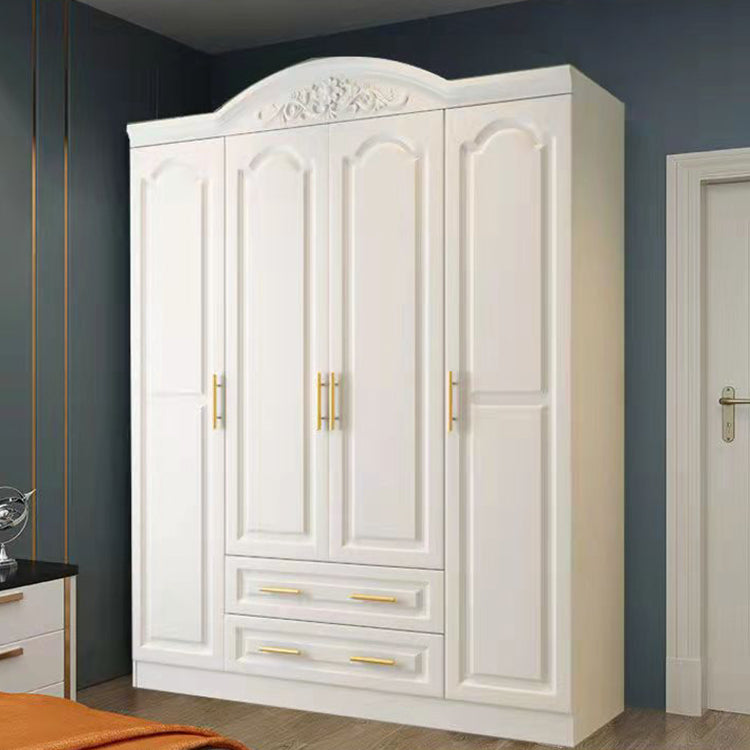French Country Wardrobe Armoire Engineered Wood Wardrobe with Solid Wood Clothing Rod