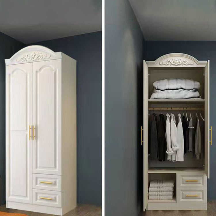 French Country Wardrobe Armoire Engineered Wood Wardrobe with Solid Wood Clothing Rod