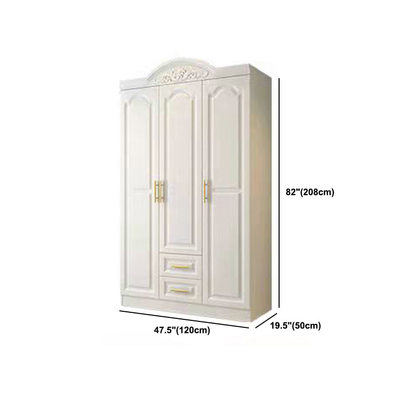 French Country Wardrobe Armoire Engineered Wood Wardrobe with Solid Wood Clothing Rod