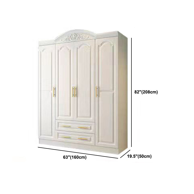 French Country Wardrobe Armoire Engineered Wood Wardrobe with Solid Wood Clothing Rod