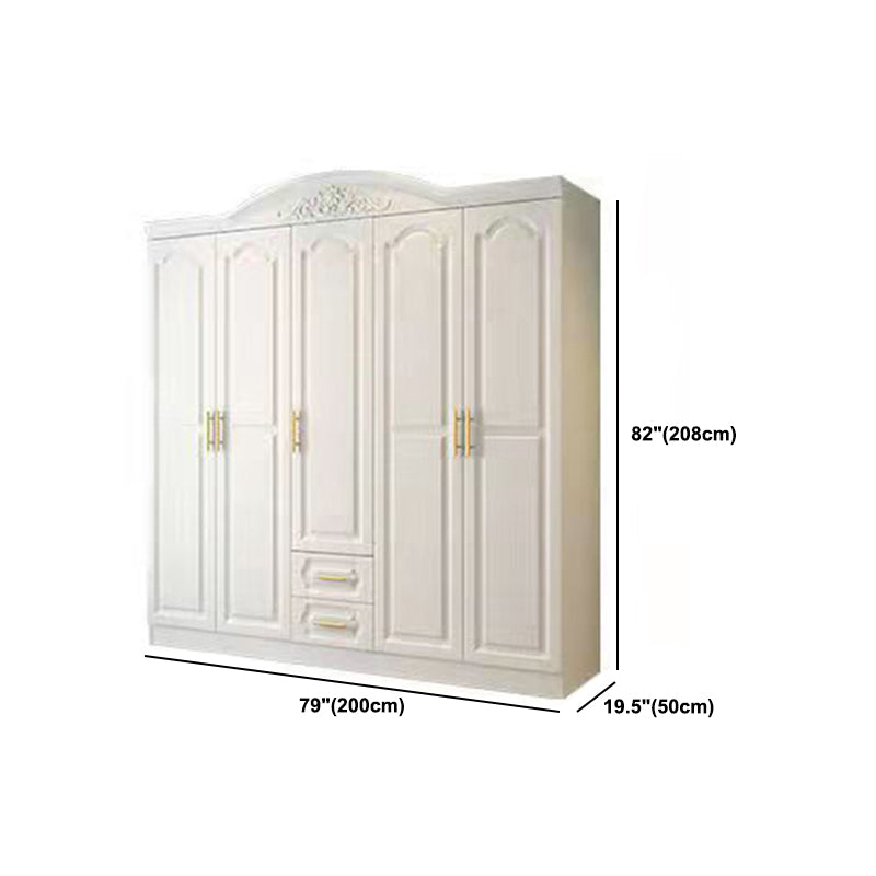 French Country Wardrobe Armoire Engineered Wood Wardrobe with Solid Wood Clothing Rod