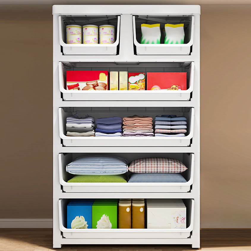 Contemporary Style Wardrobe Plastic Bedroom Wardrobe Closet With 6-Drawer