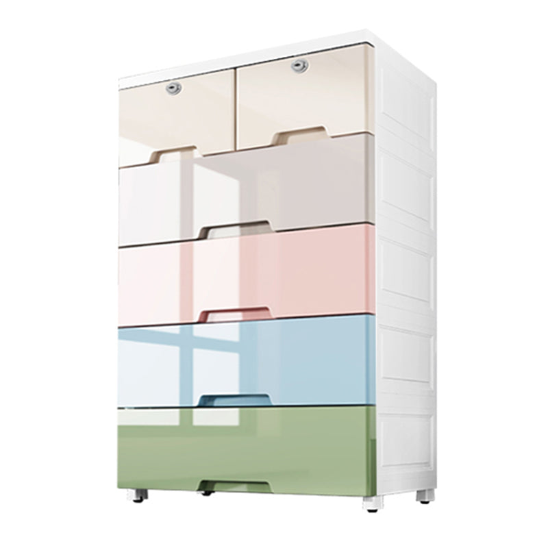 Contemporary Style Wardrobe Plastic Bedroom Wardrobe Closet With 6-Drawer