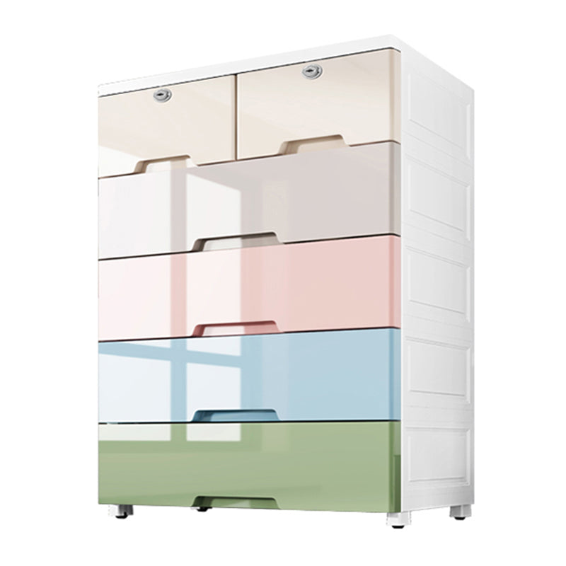 Contemporary Style Wardrobe Plastic Bedroom Wardrobe Closet With 6-Drawer
