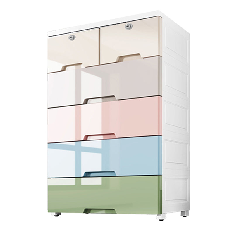 Contemporary Style Wardrobe Plastic Bedroom Wardrobe Closet With 6-Drawer