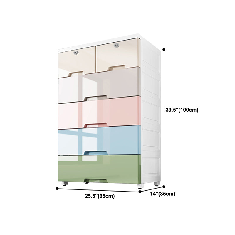 Contemporary Style Wardrobe Plastic Bedroom Wardrobe Closet With 6-Drawer