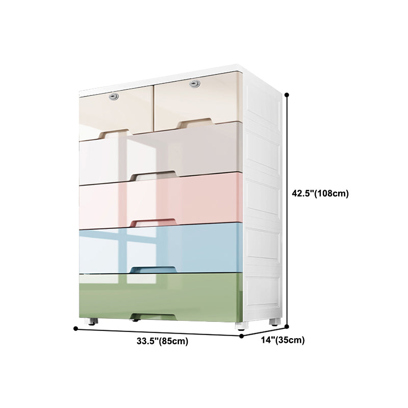 Contemporary Style Wardrobe Plastic Bedroom Wardrobe Closet With 6-Drawer