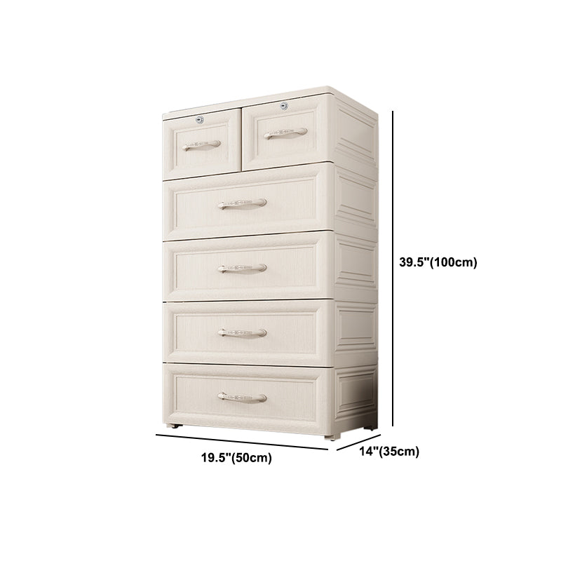 Contemporary Style Wardrobe Plastic Bedroom Wardrobe Closet With 6-Drawer