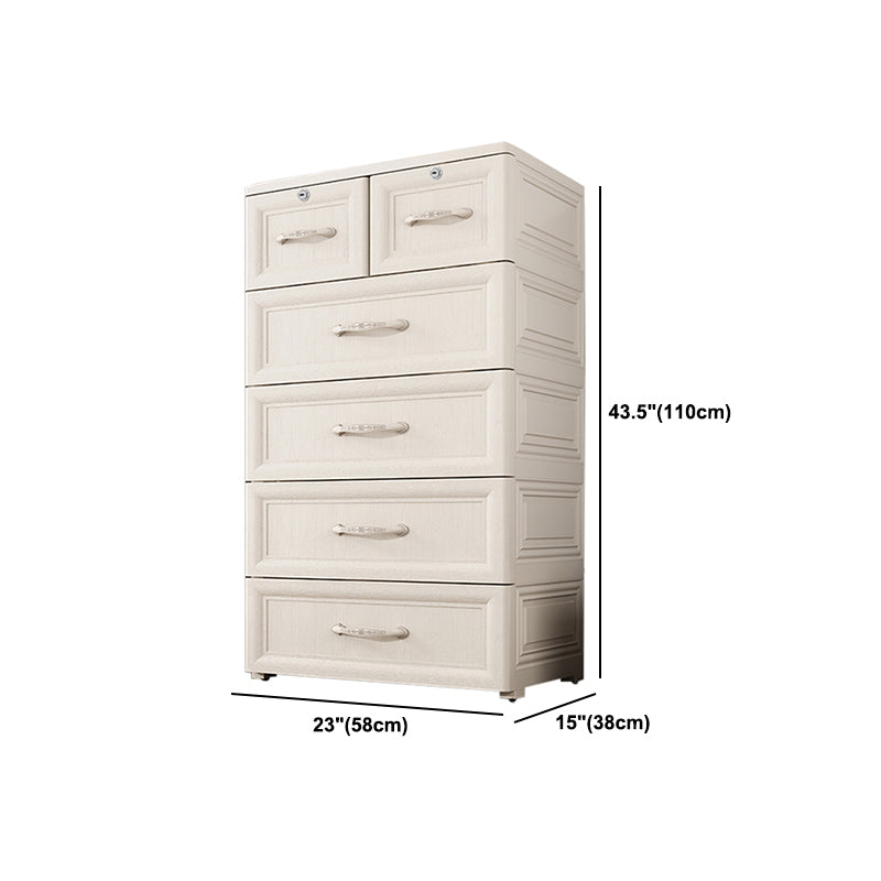 Contemporary Style Wardrobe Plastic Bedroom Wardrobe Closet With 6-Drawer