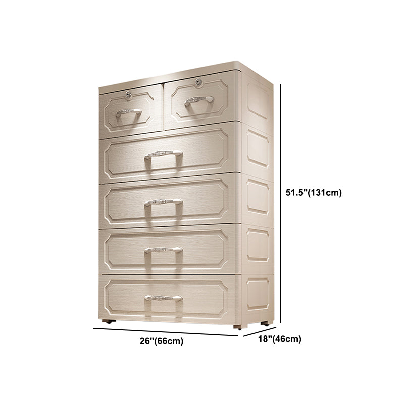 Contemporary Style Wardrobe Plastic Bedroom Wardrobe Closet With 6-Drawer