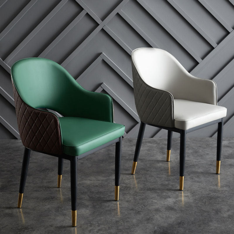 Glam Faux Leather Dining Chair Open Back Dining Side Furniture in Matte Finish for Indoor