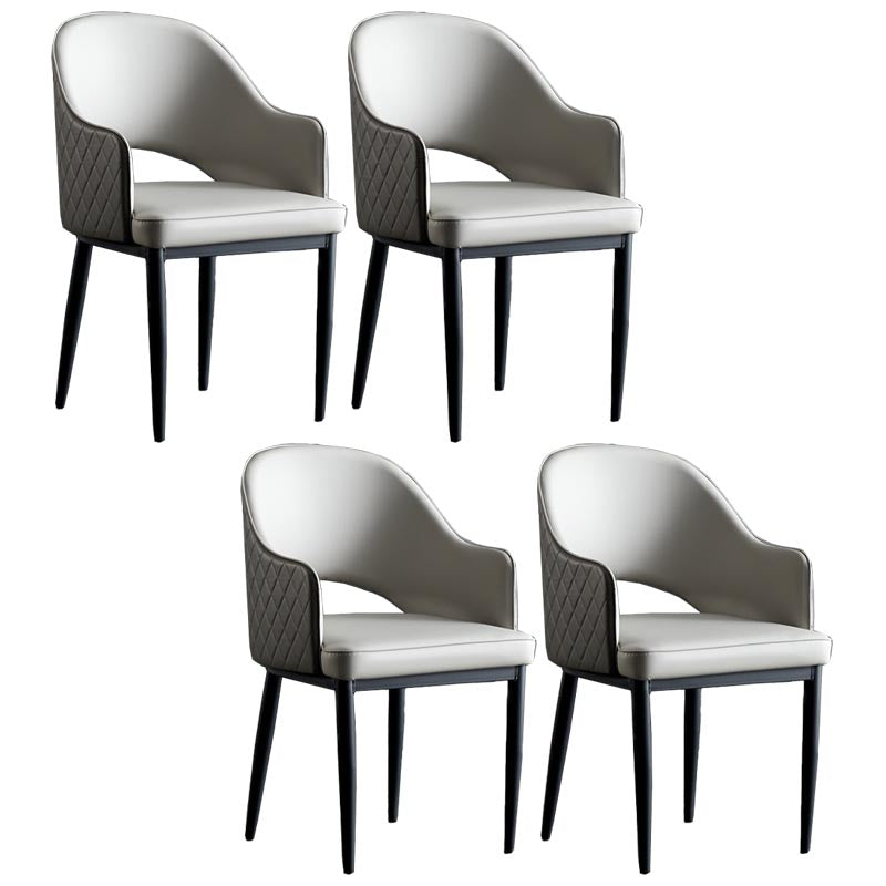 Glam Faux Leather Dining Chair Open Back Dining Side Furniture in Matte Finish for Indoor