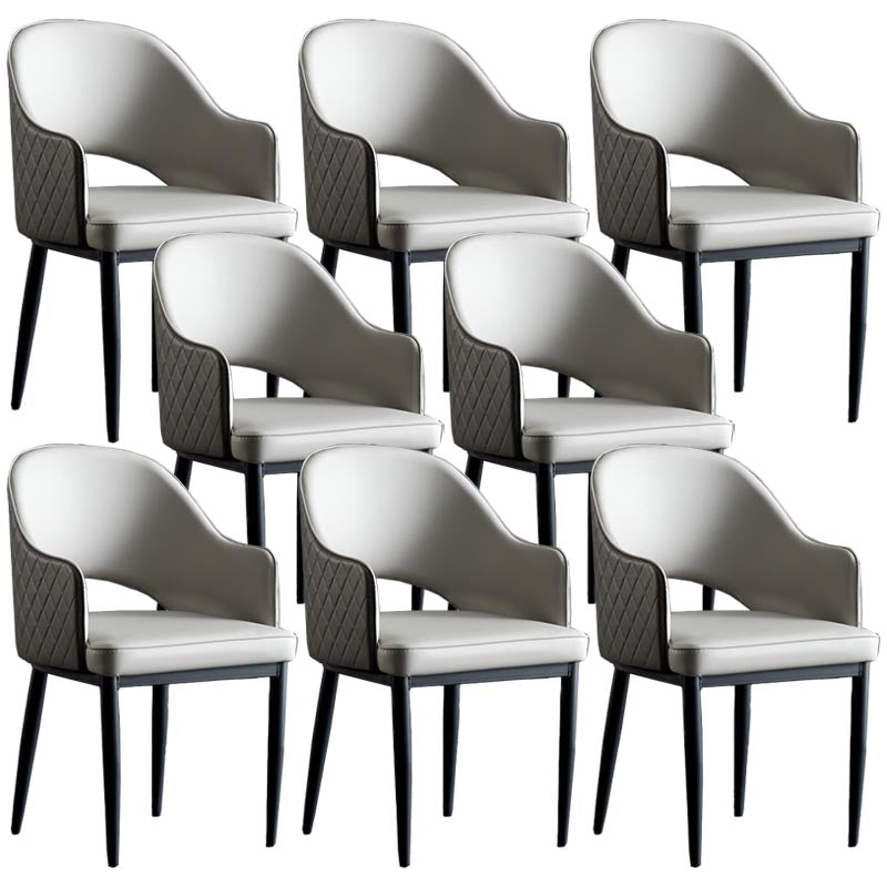 Glam Faux Leather Dining Chair Open Back Dining Side Furniture in Matte Finish for Indoor