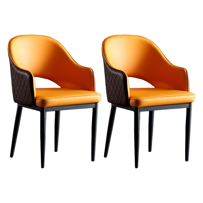 Glam Faux Leather Dining Chair Open Back Dining Side Furniture in Matte Finish for Indoor