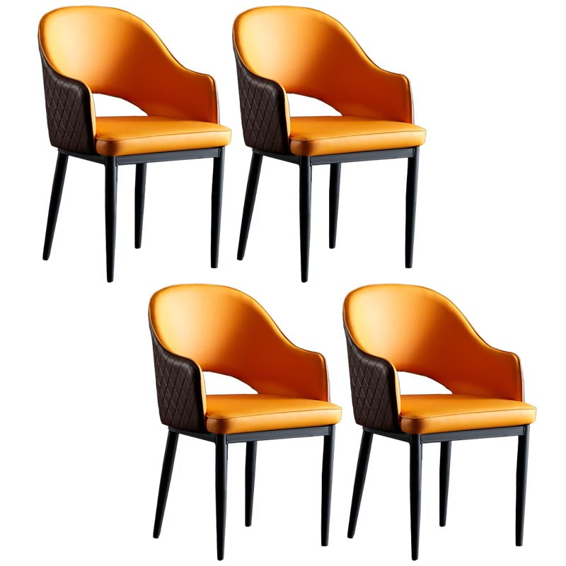 Glam Faux Leather Dining Chair Open Back Dining Side Furniture in Matte Finish for Indoor