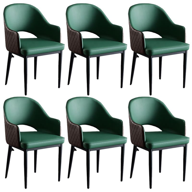 Glam Faux Leather Dining Chair Open Back Dining Side Furniture in Matte Finish for Indoor