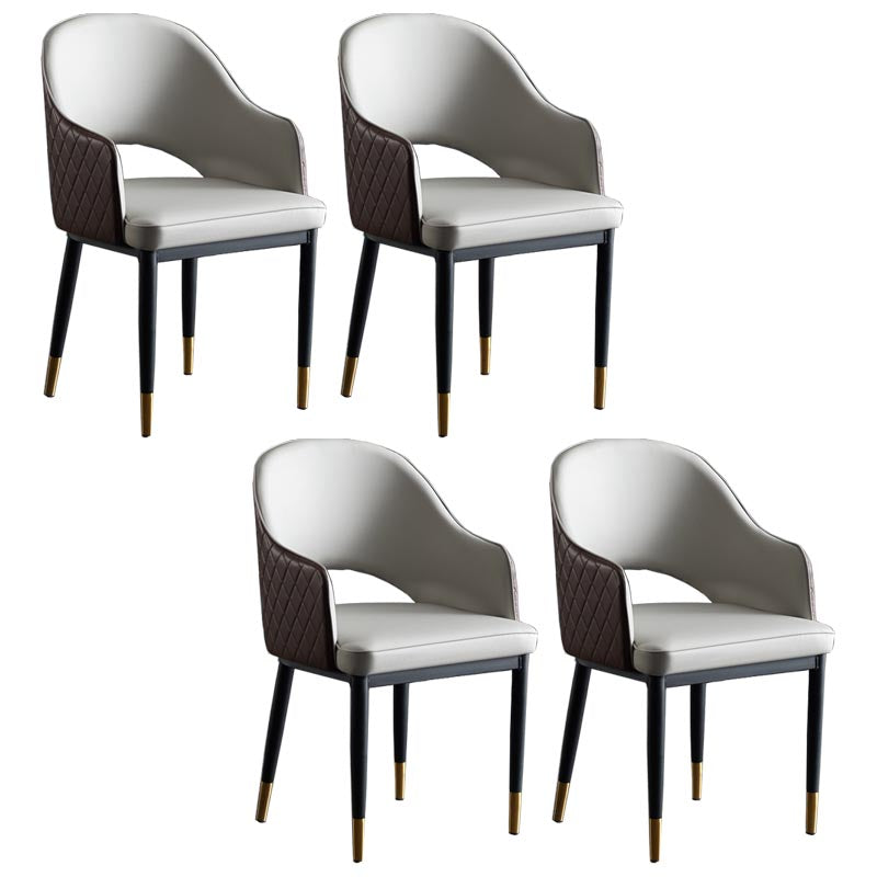 Glam Faux Leather Dining Chair Open Back Dining Side Furniture in Matte Finish for Indoor