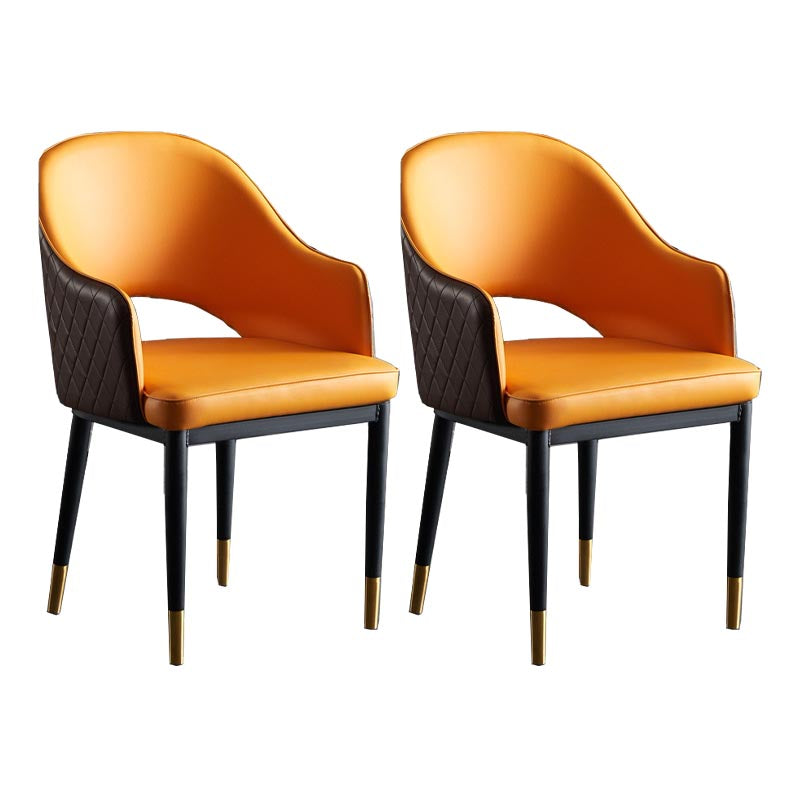 Glam Faux Leather Dining Chair Open Back Dining Side Furniture in Matte Finish for Indoor