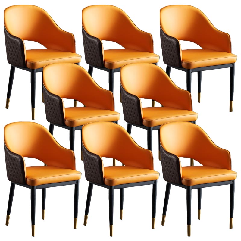 Glam Faux Leather Dining Chair Open Back Dining Side Furniture in Matte Finish for Indoor