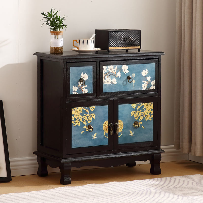 Traditional Style Combo Dresser Bedroom Solid Wood Storage Chest with Drawers and Doors