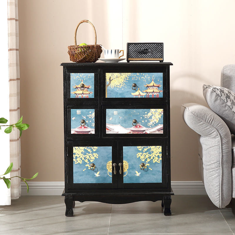 Traditional Style Combo Dresser Bedroom Solid Wood Storage Chest with Drawers and Doors