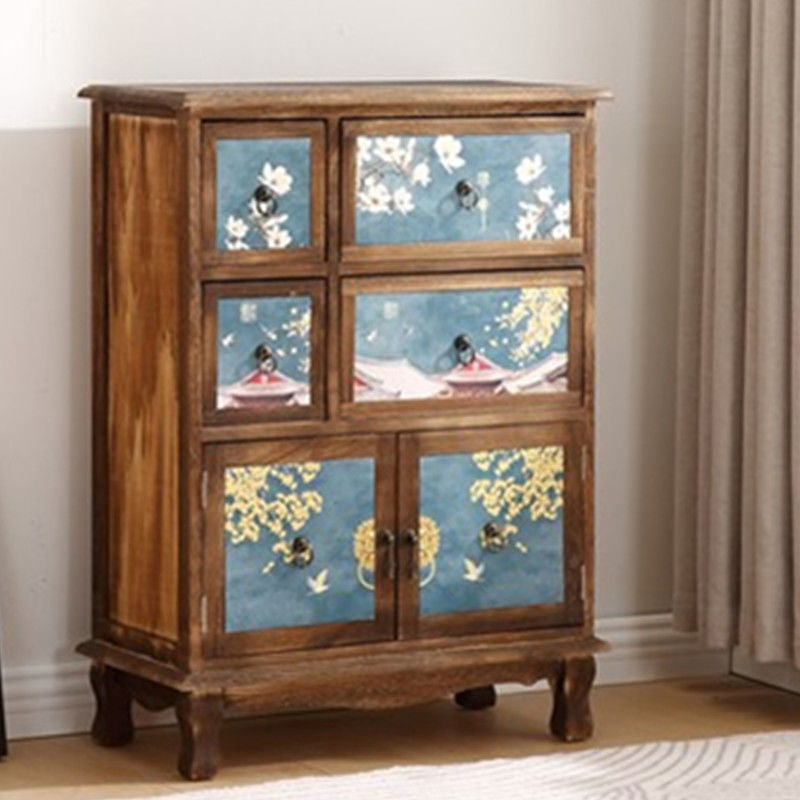 Traditional Style Combo Dresser Bedroom Solid Wood Storage Chest with Drawers and Doors