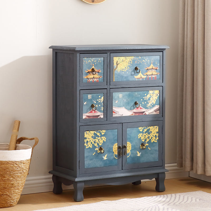 Traditional Style Combo Dresser Bedroom Solid Wood Storage Chest with Drawers and Doors